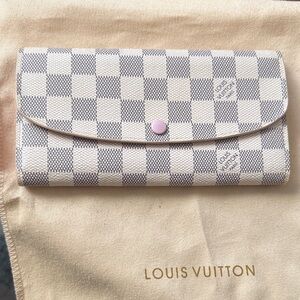 Louis Vuitton Damier Azur Wallet with Pink Button